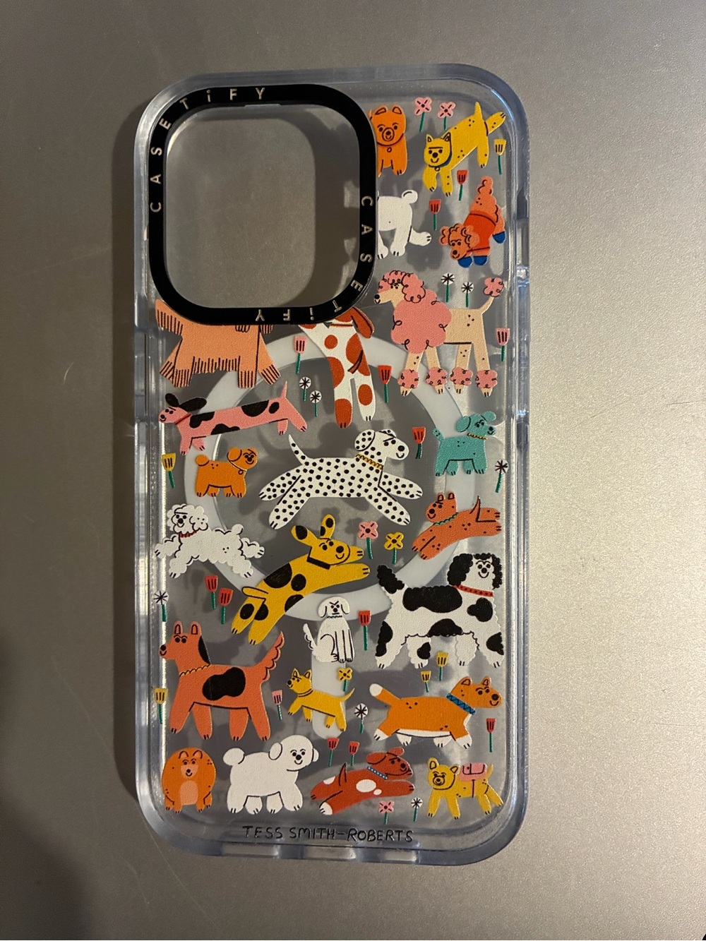 iPhone 14 Pro! Casetify Clear Case with Multicolor Playful Dogs